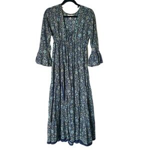 Anthropologie Boemo Maxi Dress Medium Empire Tiered Ruffle Boho Floral Hippie